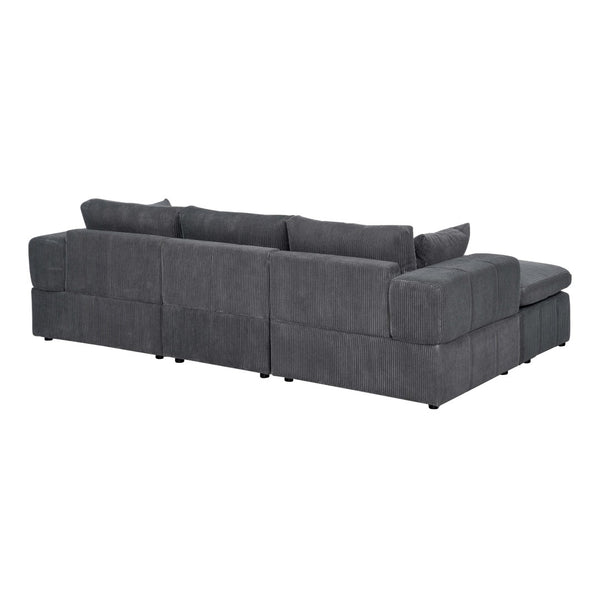 English Elm Large Corduroy Modular Sectional Sofa with Two Ottomans for Family Room Comfort Dark Gray B2748S00040