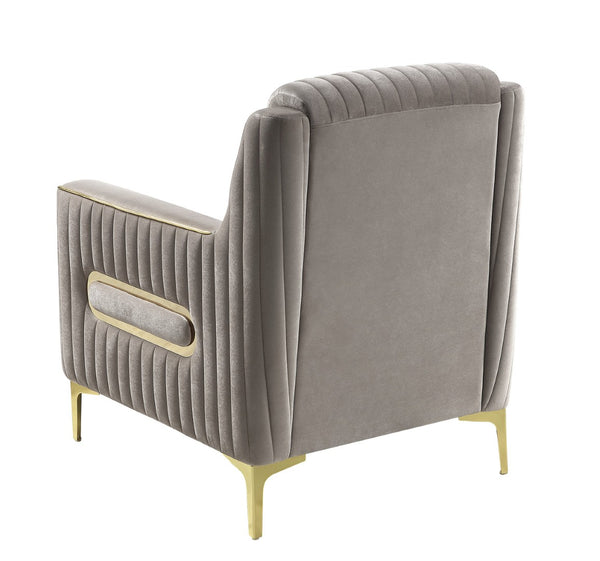 English Elm Ruby 3 Piece Contemporary Living Room Set with Channel Tufting and Gold Steel Legs B009S02252
