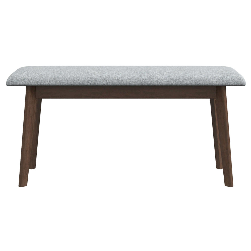 English Elm Ashcroft Furniture - Carlos Mid-Century Fabric Upholstered Solid Wood Bench in Grey — Durable, Comfy, Removable Legs (98) B183P201609