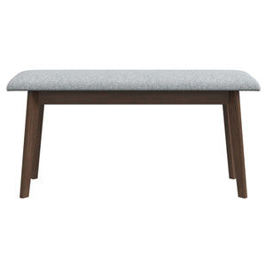 English Elm Ashcroft Furniture - Carlos Mid-Century Fabric Upholstered Solid Wood Bench in Grey — Durable, Comfy, Removable Legs (98) B183P201609