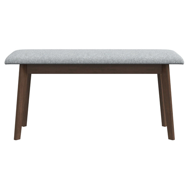 English Elm Ashcroft Furniture - Carlos Mid-Century Fabric Upholstered Solid Wood Bench in Grey — Durable, Comfy, Removable Legs (98) B183P201609