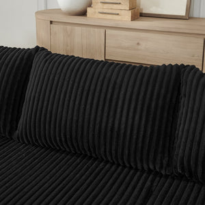 English Elm Compact Modular Sectional Corduroy Sofa High Density Foam Fill for Small Space Living Black W487P411610