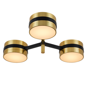 Heybrook Semi-Flush Mount Light - Modern Mid-Century Design with Polished Brass & Black Finishes