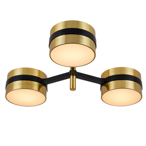 Heybrook Semi-Flush Mount Light - Modern Mid-Century Design with Polished Brass & Black Finishes