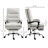 English Elm Vinsetto Microfibre Executive Massage Office Chair, Computer Desk Chair, Heated Reclining Chair With Footrest, Double-Tier Padding, Swivel Wheels, Cream White