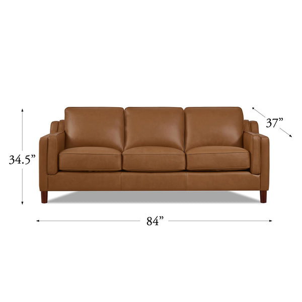 English Elm Bella Leather Sofa with Double-Sloped Track Arms, Sewn-In Cushions, Self-Welting, Timeless Charm B2705P326709