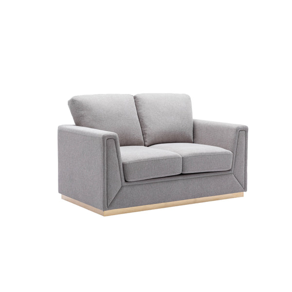 English Elm Valin Gray Linen Loveseat with Pocket Coil Seats, Wood & Metal Frame, Tight Cushions for Compact Spaces B2726P245415
