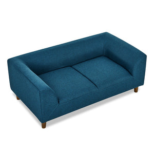 English Elm Pet modern rectangular sofa with backrest and armrests, plush linen cushion for medium dogs comfort and style Blue W487P228084
