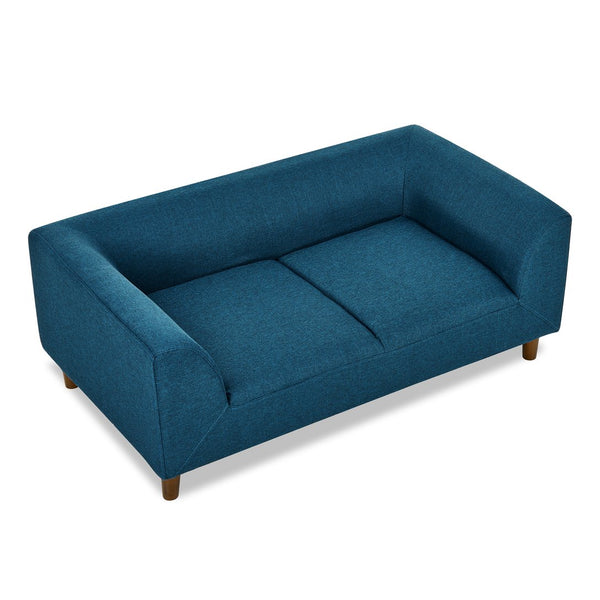 English Elm Pet modern rectangular sofa with backrest and armrests, plush linen cushion for medium dogs comfort and style Blue W487P228084