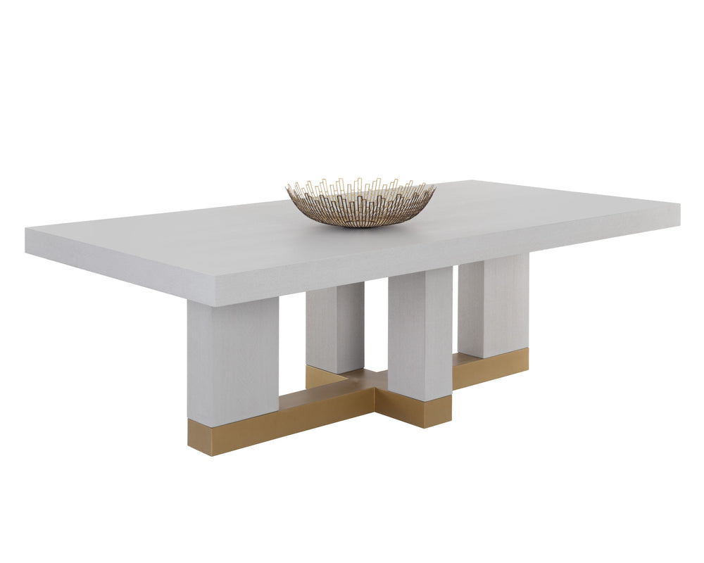 Sunpan Greco 94.5" Contemporary Dining Table with Gauntlet Grey Wood Top & Rustic Bronze Base Accent
