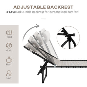 English Elm Outsunny Folding Chaise Lounge Chair Set Of 2 - Comfortable, Portable, 4-Position Reclining Chairs For Patio, Poolside, Beach & Camping W2225P229490-GIGA