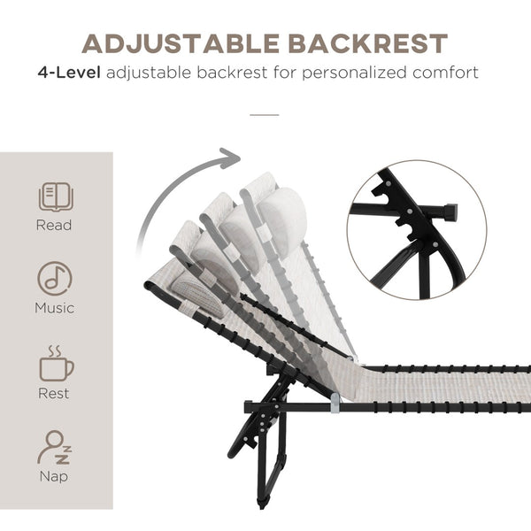 English Elm Outsunny Folding Chaise Lounge Chair Set Of 2 - Comfortable, Portable, 4-Position Reclining Chairs For Patio, Poolside, Beach & Camping W2225P229490-GIGA