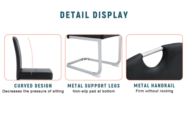 English Elm Set Of 4 Black Ergonomic Dining Chairs With Spring Support - Modern Comfort & Style For Any Space W3226P279080-GIGA