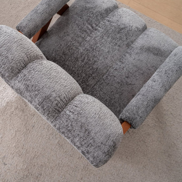 English Elm Mid-century Modern Chenille Accent Chair Cloud Silhouette Oak Frame Living Room Lounge Grey W1170P425433