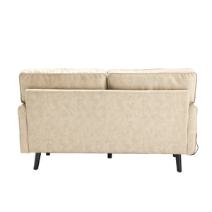 English Elm Loveseat Mid Century Modern Two-Seater Sofa with USB Type-C Charging, Removable Zipper Covers, Durable Wood Legs Camel W395P238822