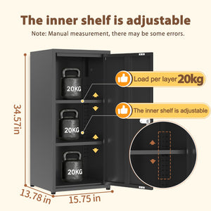 English Elm Metal Powder-coated Steel Locking Locker Cabinet with Adjustable Shelves for Gym or Office T5667P486227