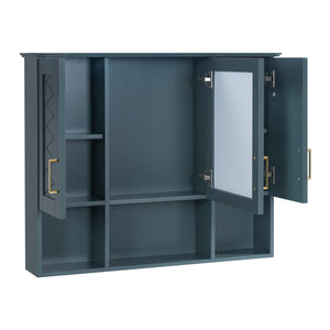 English Elm 35 Inch Wall Mount Medicine Cabinet Soft Close Mirror Storage for Modern Bathroom Blue N710P389453C