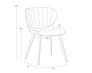 Sunpan Arabella Modern Dining Chair with Clamshell Tufting, Black Steel Legs, Stylish Comfort and Durability Bravo Portabella / Polo Club Kohl Grey
