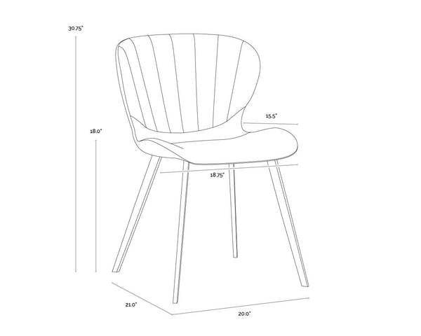 Sunpan Arabella Modern Dining Chair with Clamshell Tufting, Black Steel Legs, Stylish Comfort and Durability Bravo Portabella / Polo Club Kohl Grey