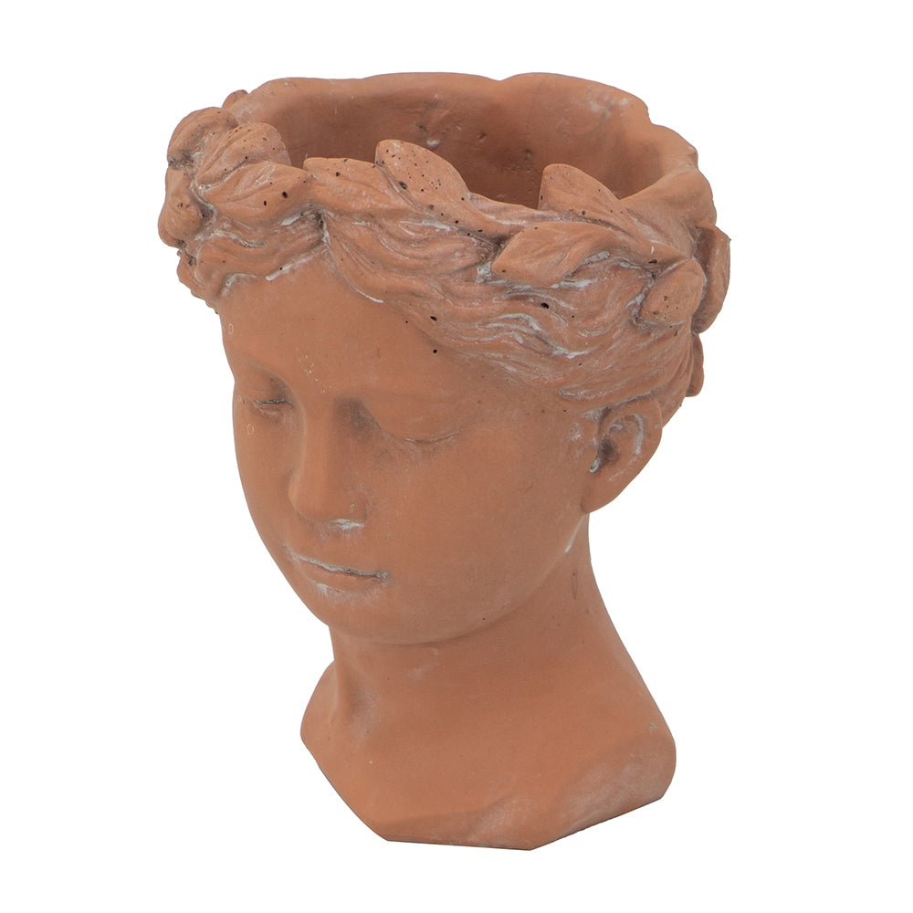 English Elm D6x9" Visage Head Bust Planter Brown — Antique-Inspired Ceramic Sculpture for Plants, Stylish Home Accent W2078P201042