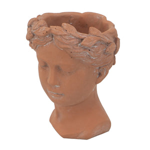 English Elm D6x9" Visage Head Bust Planter Brown — Antique-Inspired Ceramic Sculpture for Plants, Stylish Home Accent W2078P201042