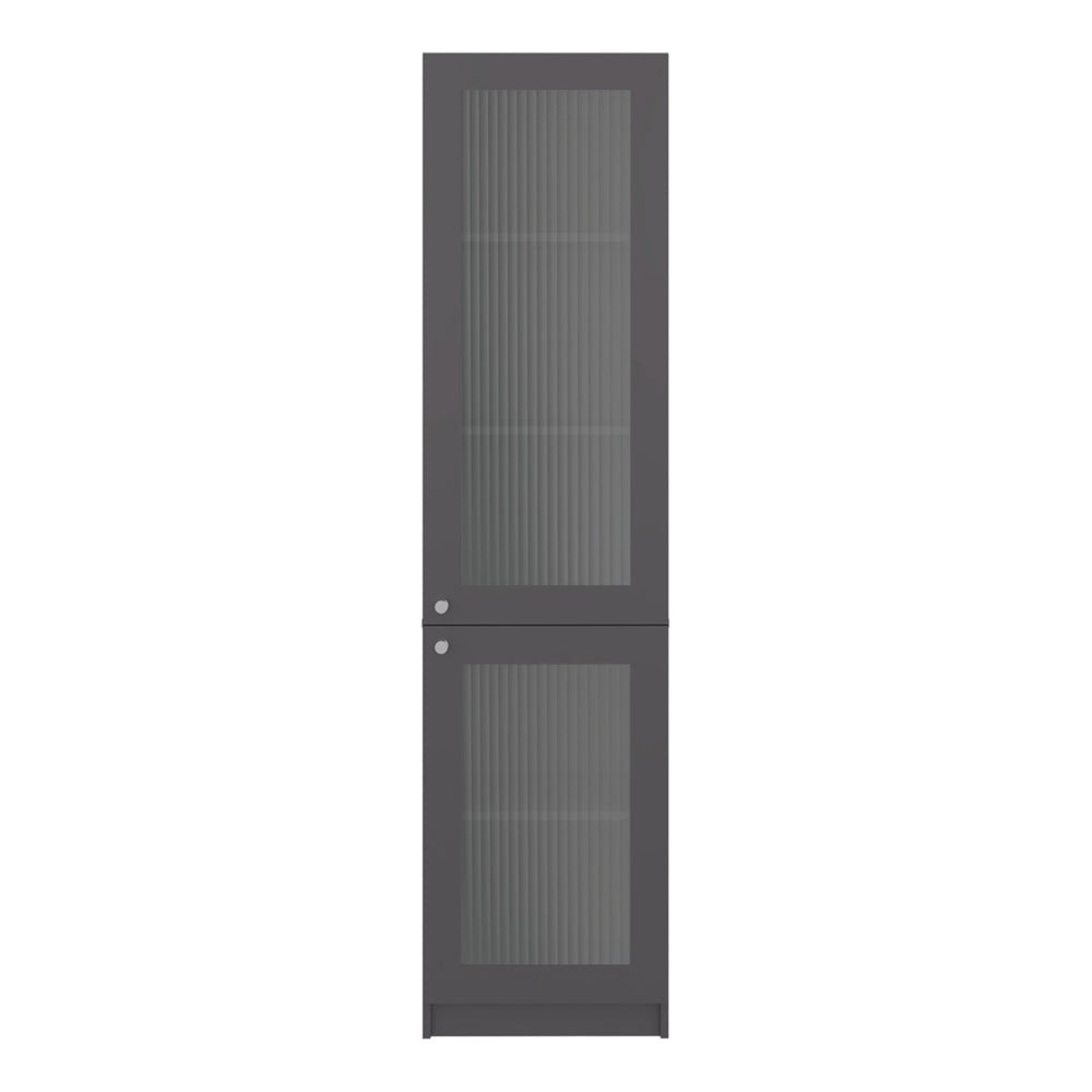 English Elm Butte Tall Two-tone Oak Bookcase with Concealed Doors and Open Shelves for Home Office B097P480472