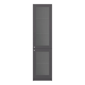 English Elm Butte Tall Two-tone Oak Bookcase with Concealed Doors and Open Shelves for Home Office B097P480472