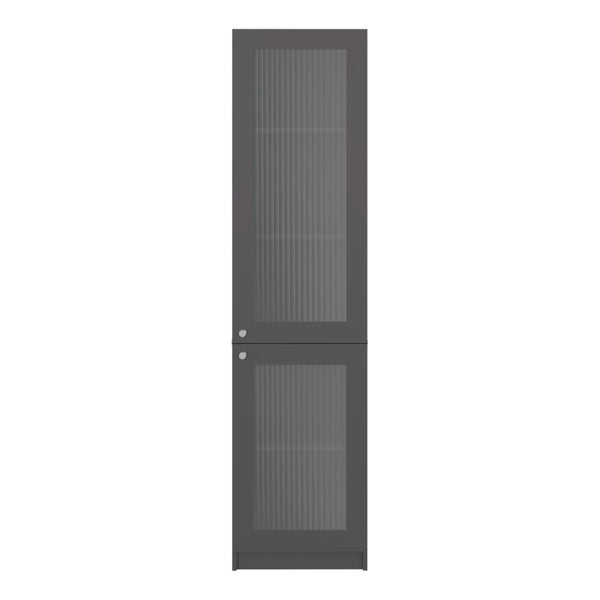 English Elm Butte Tall Two-tone Oak Bookcase with Concealed Doors and Open Shelves for Home Office B097P480472