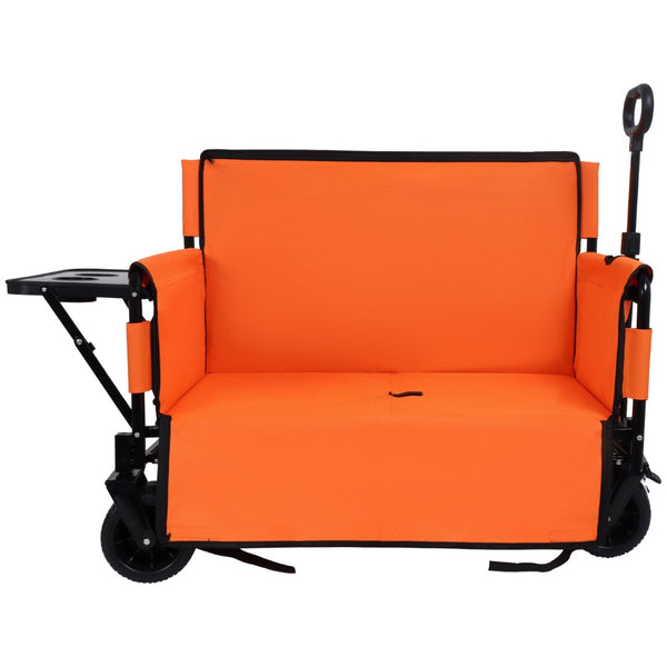 English Elm 3-in-1 Convertible Utility Wagon with Folding Tabletop Bench Seat All-terrain Wheels Orange W2932P320639