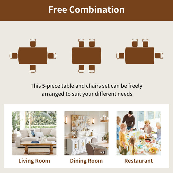 English Elm 47 Mid Century Modern Solid Wood Dining Table for 4, 51"x32" Rectangular Dinette, Minimalist Easy Assembly, Durable Finish, Kitchen-Friendly N752P271225D