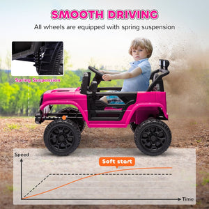 English Elm Qaba 12v Battery Powered Kids Ride on Utv with Spring Suspension and Remote Pink W2225P249876