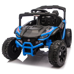 English Elm 24v Kids Utv Ride on with Dual 80w Motors Remote Control and Four Wheel Suspension Blue W1578P342132