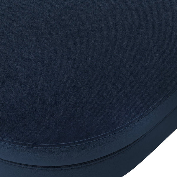 English Elm Ottoman Oval Flannel Storage Bench with Matte Metal Legs for Bedroom or Living Room Dark Blue W487P438630