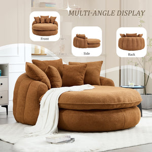 English Elm Oversized Memory Foam Chenille Bean Bag Sofa with Wrap-Around Backrest and Lumbar Support for Adults Orange W395P359410