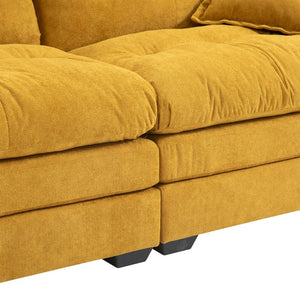 English Elm 84" Chenille Sofa Loveseat with Memory Foam & Pocket Springs, Plush Dual-Layer Comfort, Sturdy Frame Yellow W676S00012