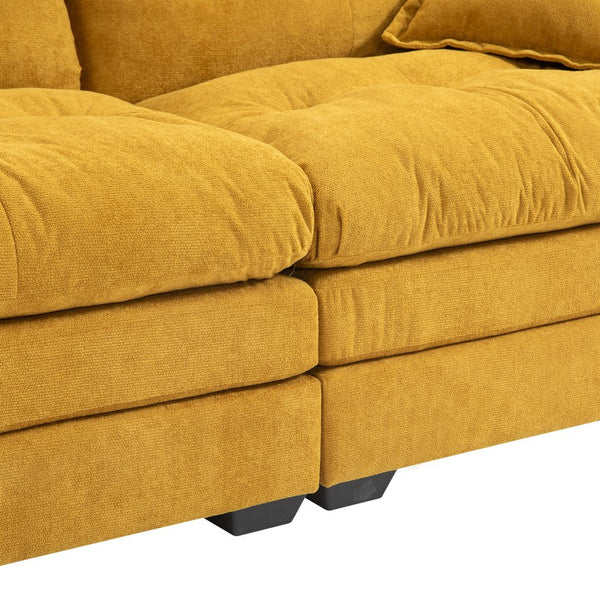 English Elm 84" Chenille Sofa Loveseat with Memory Foam & Pocket Springs, Plush Dual-Layer Comfort, Sturdy Frame Yellow W676S00012