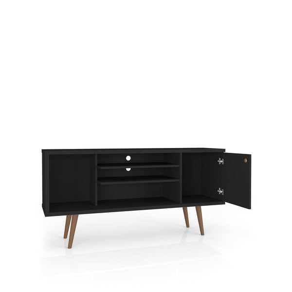 English Elm Liberty 53" Black Tv Stand - Mid-Century Modern Design With Smart Storage & Wire Management Solutions B365P398345