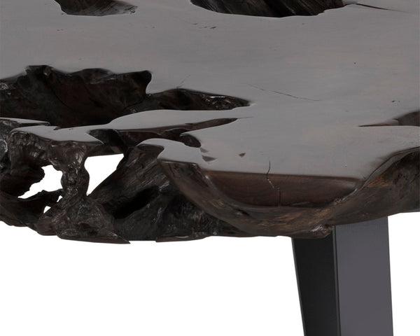 Sunpan RUSTEAK Handcrafted Teak Root Coffee Table - Unique Live-Edge Design with Sturdy Black Iron Base 102690