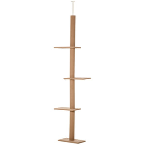 English Elm Tall Floor to Ceiling Cat Tree with Grey Flannel Platforms and Tension Rod Design T3971P437599