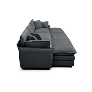 English Elm Oversized Modular Cushioned Sofa With 3 Ottomans – Versatile Sleeper Design In Grey Corduroy Fabric W714S00759-GIGA