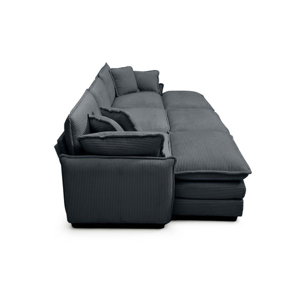 English Elm Oversized Modular Cushioned Sofa With 3 Ottomans – Versatile Sleeper Design In Grey Corduroy Fabric W714S00759-GIGA