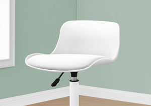 English Elm Office Chair, Adjustable Ergonomic Design, Stylish White Leather Look For Kids' Desk & Gaming B2710P219781