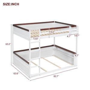 English Elm Queen Size Wooden Bunk Bed With Storage, Led Light, Usb Charging & Shelves For Modern Living Space N7090005006K-GIGA