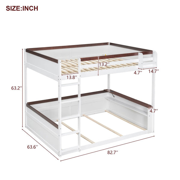 English Elm Queen Size Wooden Bunk Bed With Storage, Led Light, Usb Charging & Shelves For Modern Living Space N7090005006K-GIGA