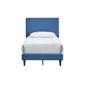 English Elm Baron Full Bed Frame with Faux Leather Upholstery, Slat Support, Adjustable Headboard Height, Fits 7–13" Blue 26.37 L x 45.47 W x 7.48 H B078P380173