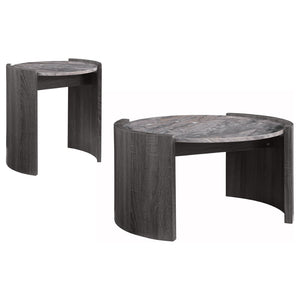 English Elm Zende Marble Effect Two Piece Living Room Set with Rounded Engineered Wood Frames B062S01533