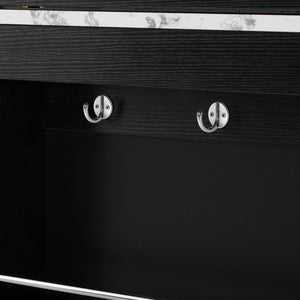 English Elm [video] Trexm Folding Extendable Kitchen Island Sideboard with Power Outlet and Storage XW000028AAB