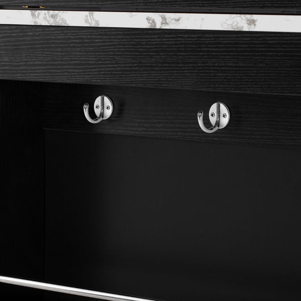 English Elm [video] Trexm Folding Extendable Kitchen Island Sideboard with Power Outlet and Storage XW000028AAB