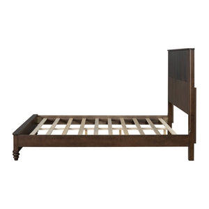 English Elm Solid Rubberwood Queen Platform Bed Tall Headboard Natural Grain No Box Spring W1716S00015