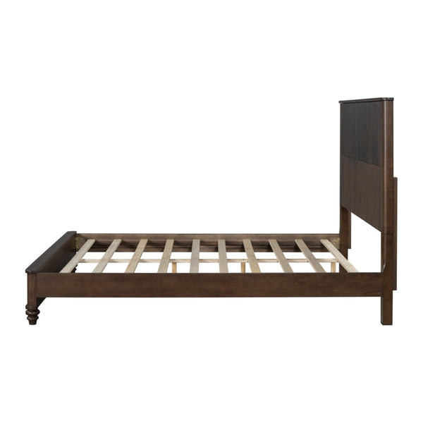 English Elm Solid Rubberwood Queen Platform Bed Tall Headboard Natural Grain No Box Spring W1716S00015
